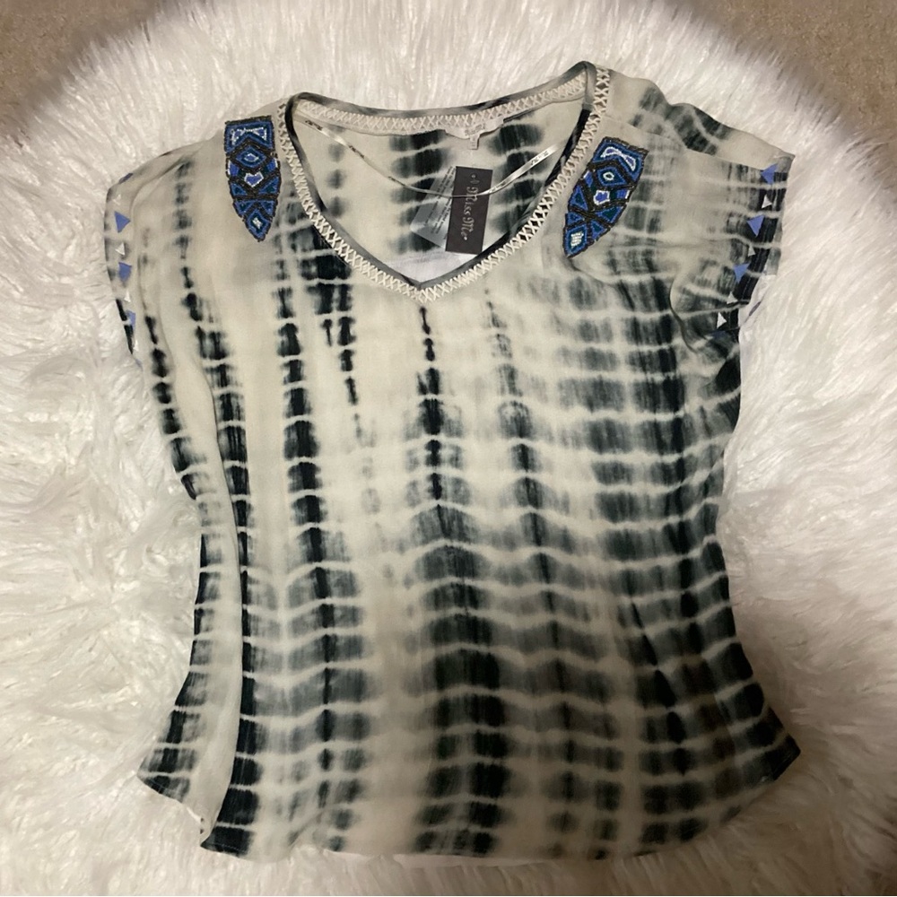 MISS ME Tye Dye Beaded Gauze Top